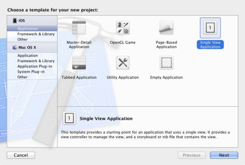 Xcode single view application setup