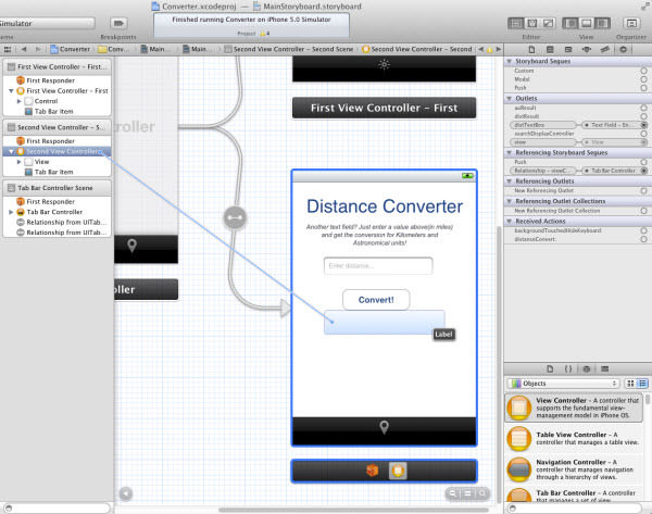 Connecting distResult in Xcode