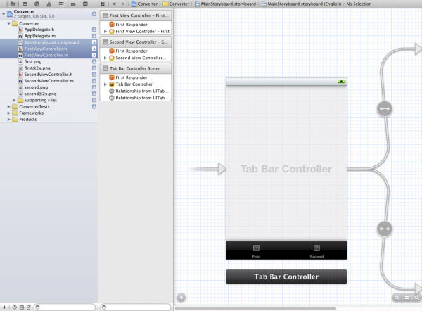 MainStoryboard storyboard view in Xcode