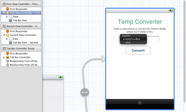 Selecting tempTextBox in Xcode