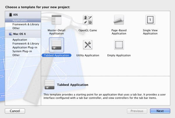 Tabbed Application template in Xcode