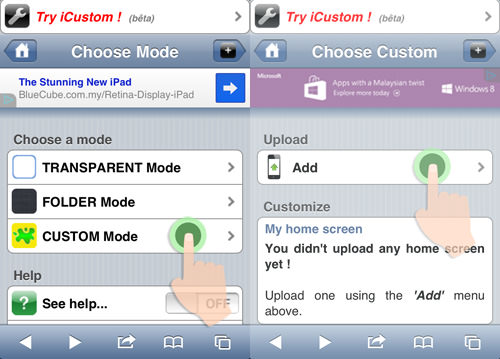 choose custom mode and tap on add