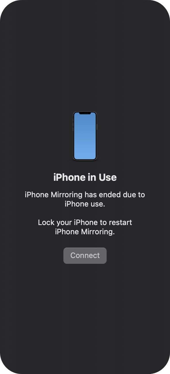 iPhone being mirrored on Mac screen