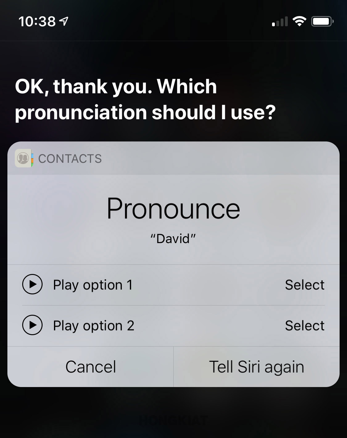 correct siri mispronunciation