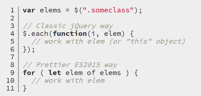 For...of Loops in jQuery 3