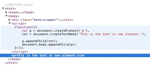 Appending paragraph with text in JavaScript