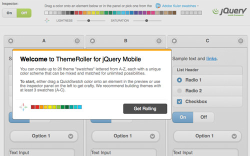 jQuery ThemeRoller online intro dialog