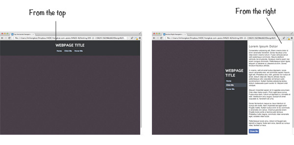 jQuery Sliding Navigation on Top Right