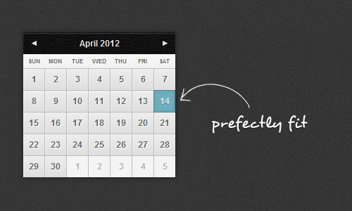 Styled calendar fits perfectly
