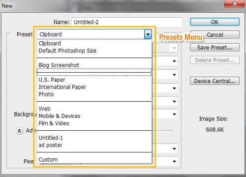 Presets Menu