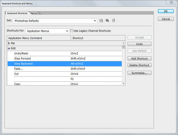 Photoshop keyboard shortcuts