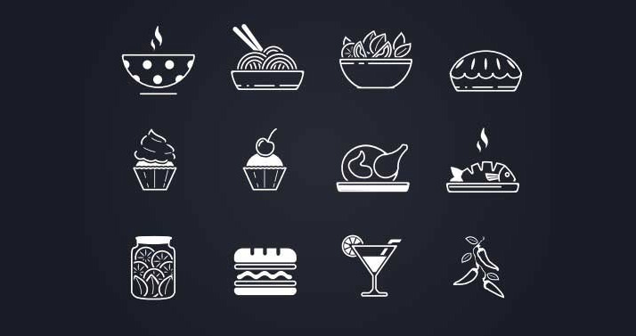 50个很棒的厨房,食物和烹饪图标集 50个很棒的厨房,食物和烹饪图标集