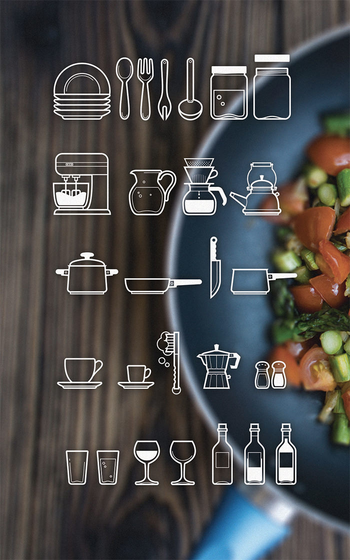 50个很棒的厨房,食物和烹饪图标集 50个很棒的厨房,食物和烹饪图标集