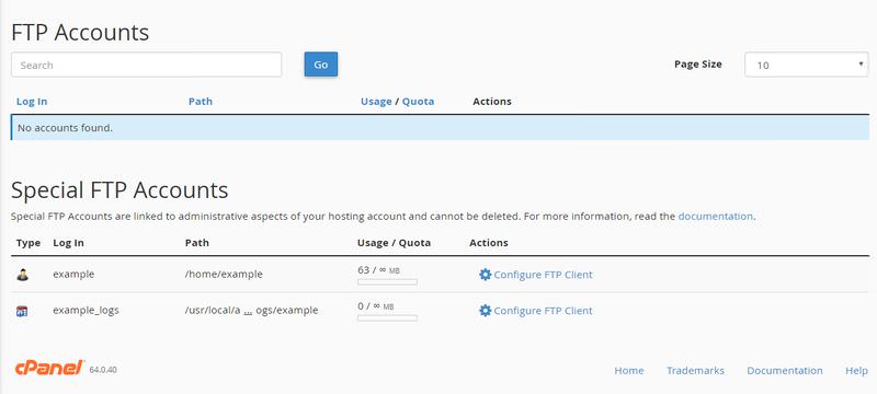 cPanel FTP settings