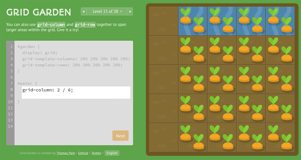 Grid Garden learning app