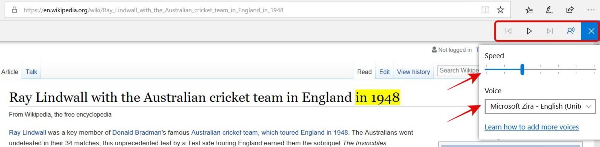 Read aloud a web page in Edge