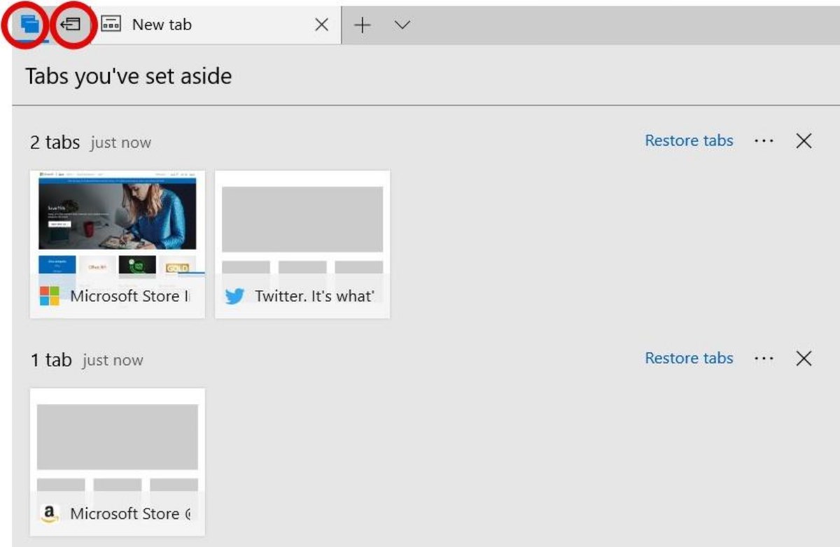 Set aside tabs for later in MS Edge