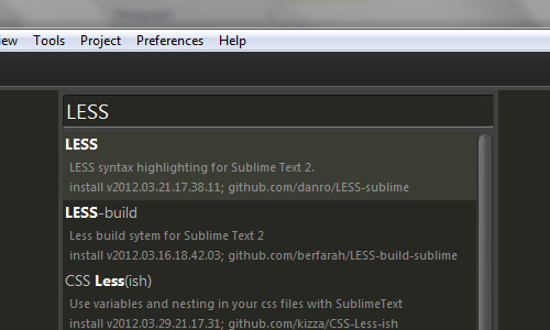 LESS package in Sublime Text