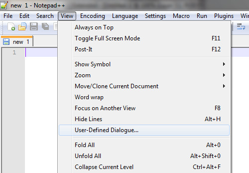 Accessing User-Defined Dialogue in Notepad++