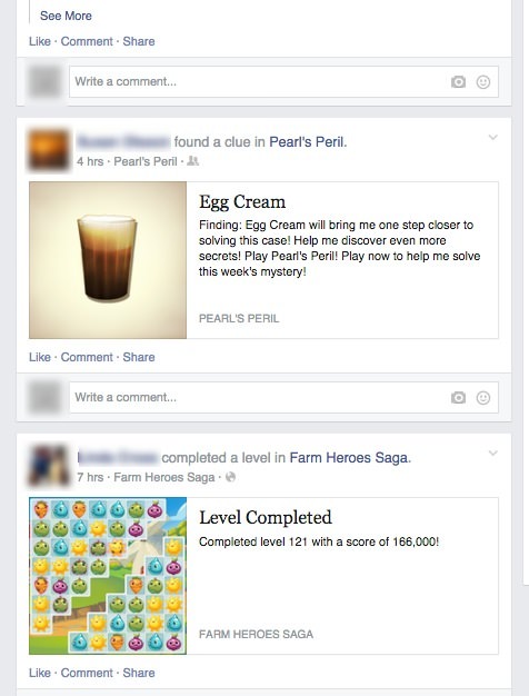 Game-Related Posts on Facebook Feed