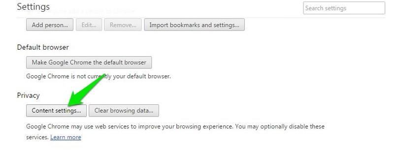 Chrome Content Settings