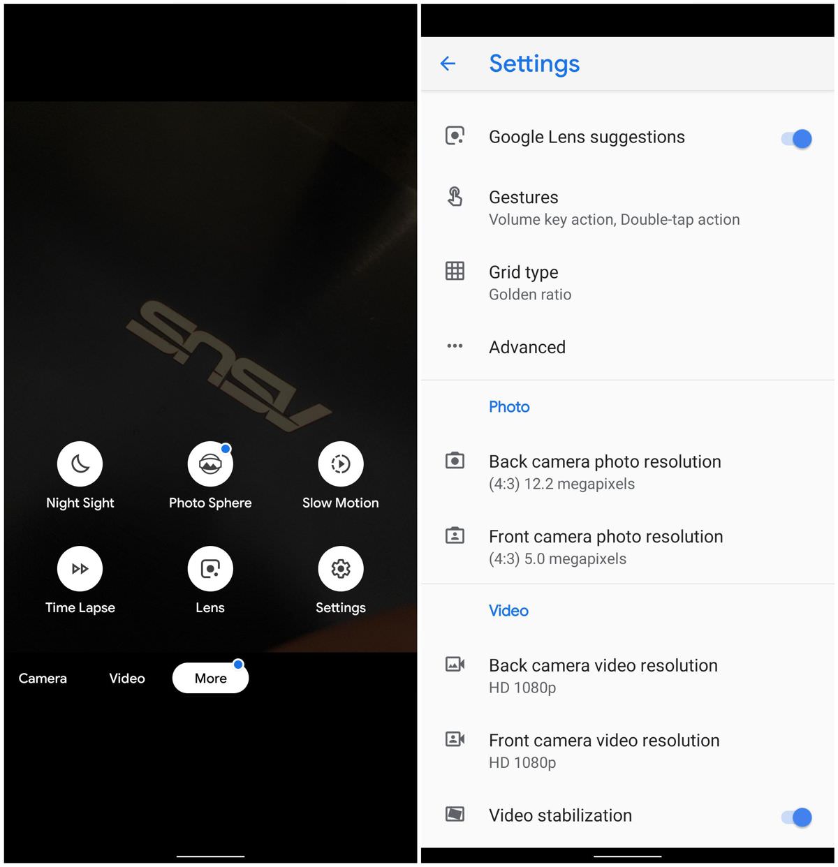 Configure Camera settings inside Android