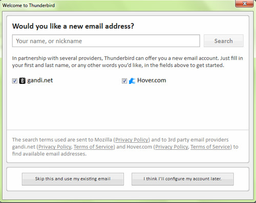thunderbird account