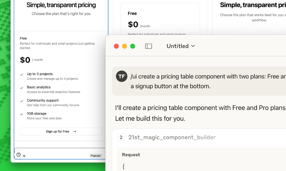 21st Magic pricing table example