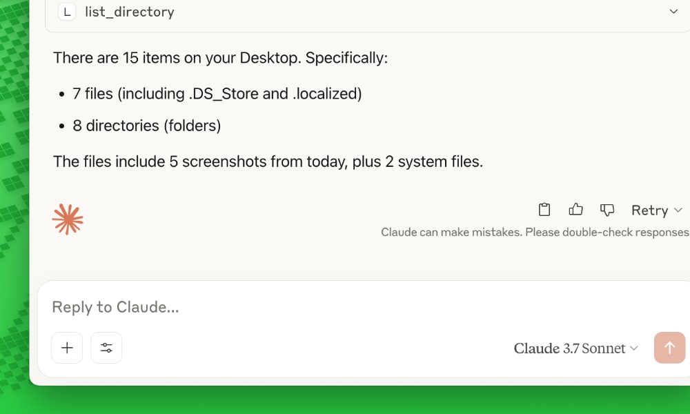 Filesystem MCP file count example