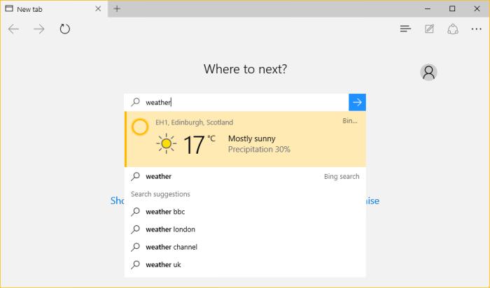 Current Weather Display by Cortana