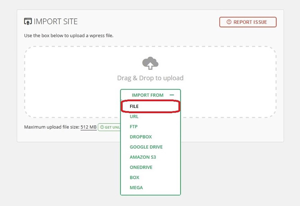 Importing database backup