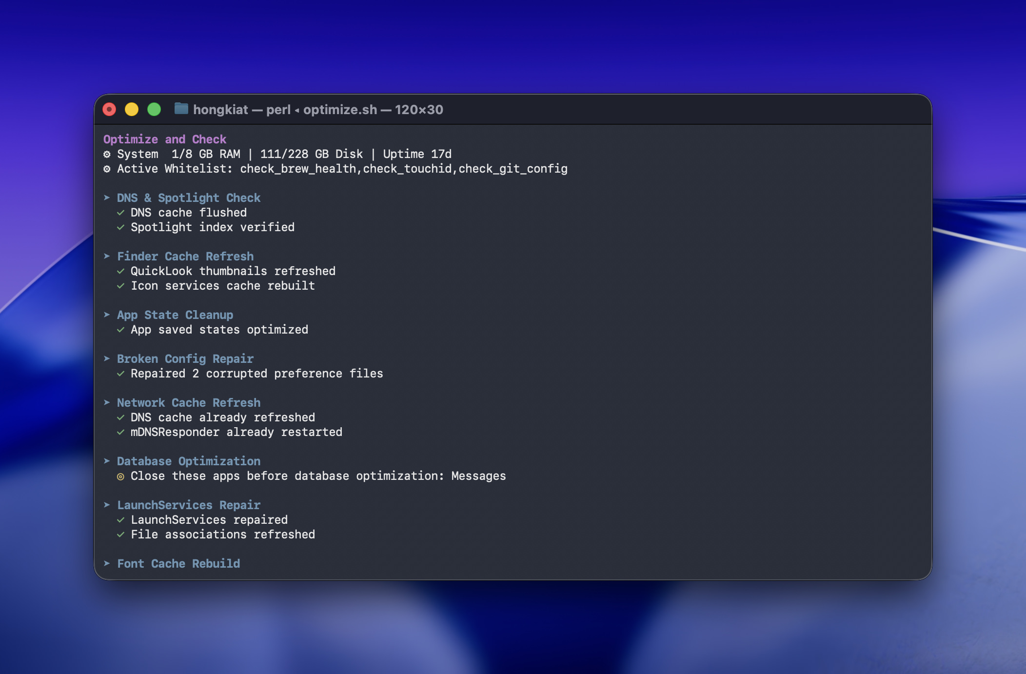 Mole optimise output