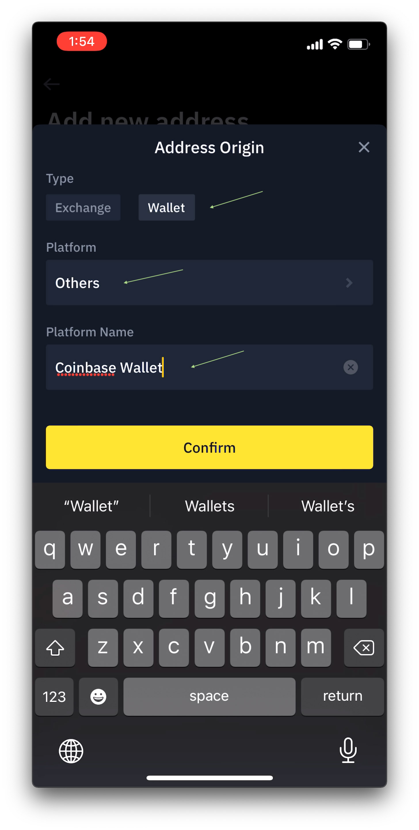 coinbase wallet binance