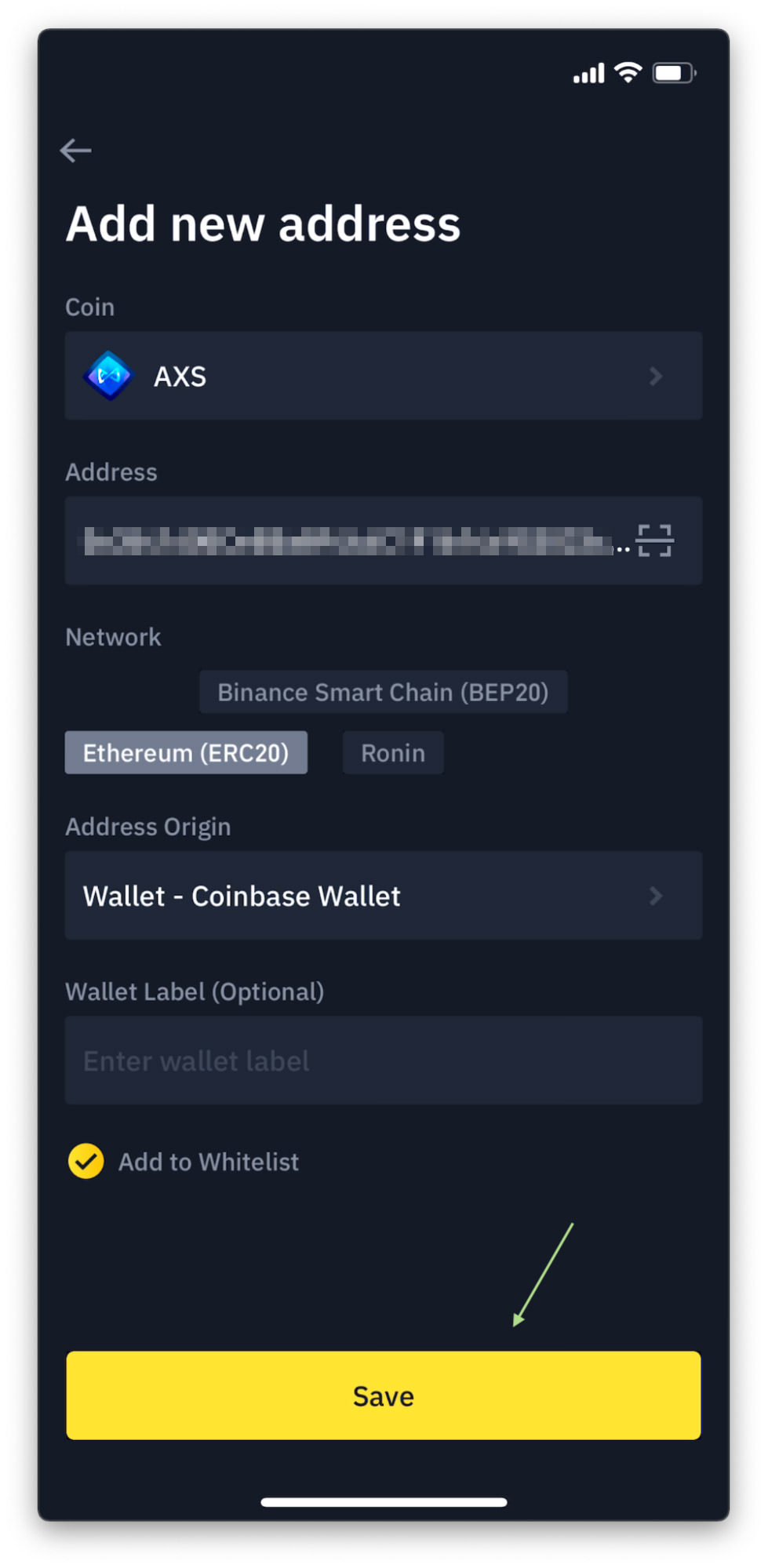 coinbase wallet to binance