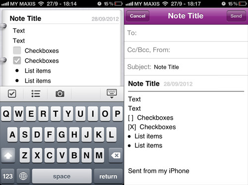 OneNote Mobile Email