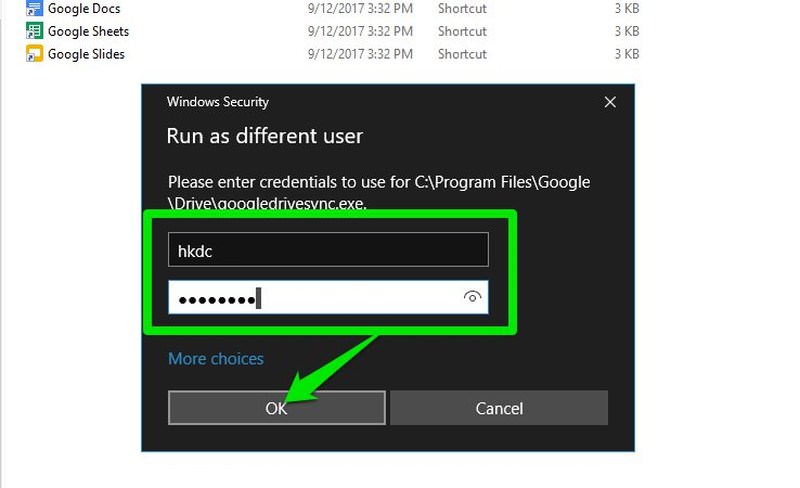 google drive login hangs windows 10