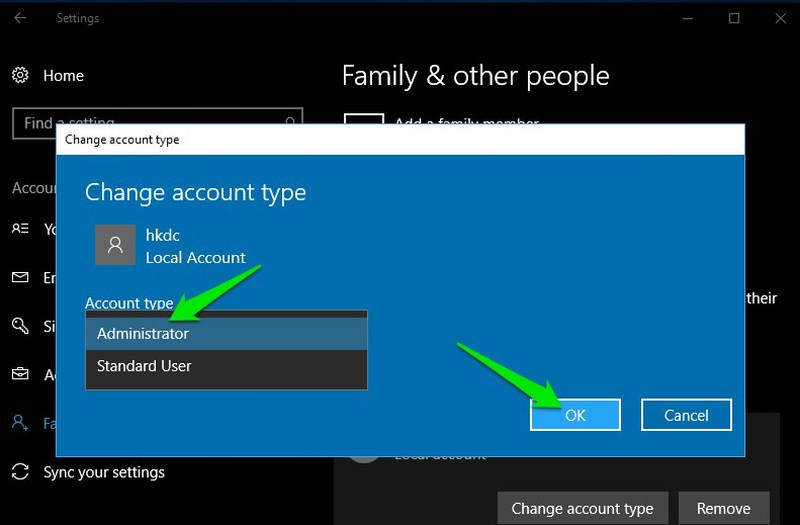 select account type