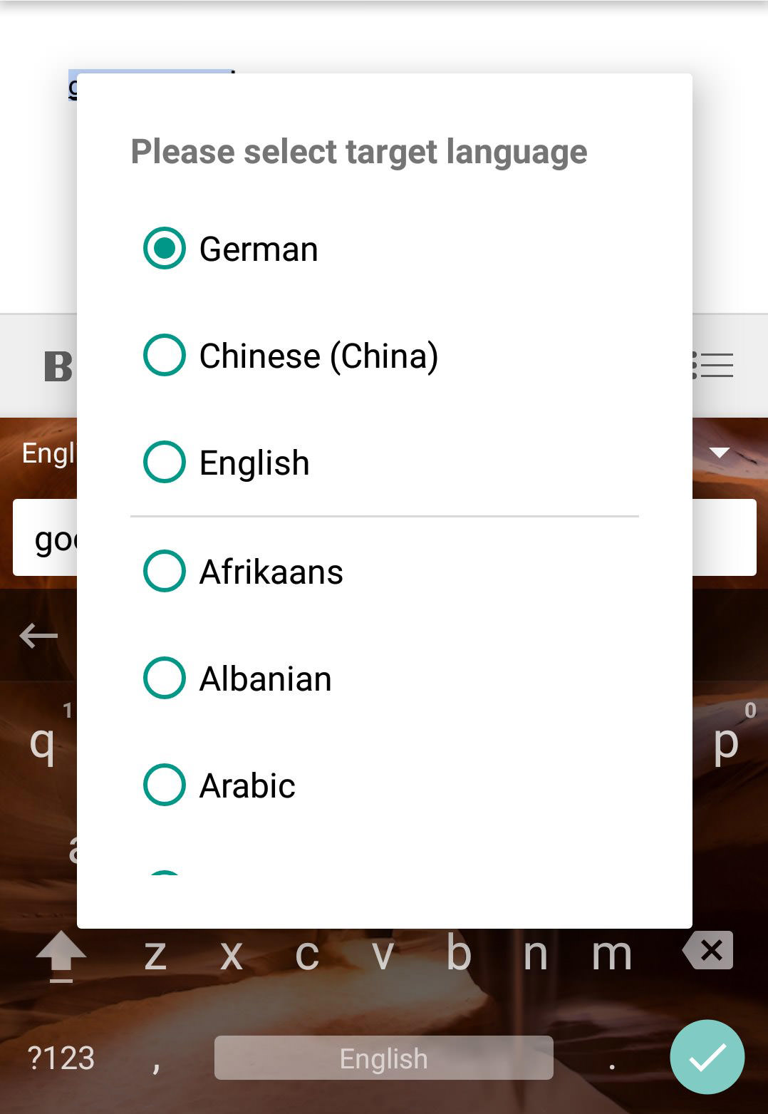 select language