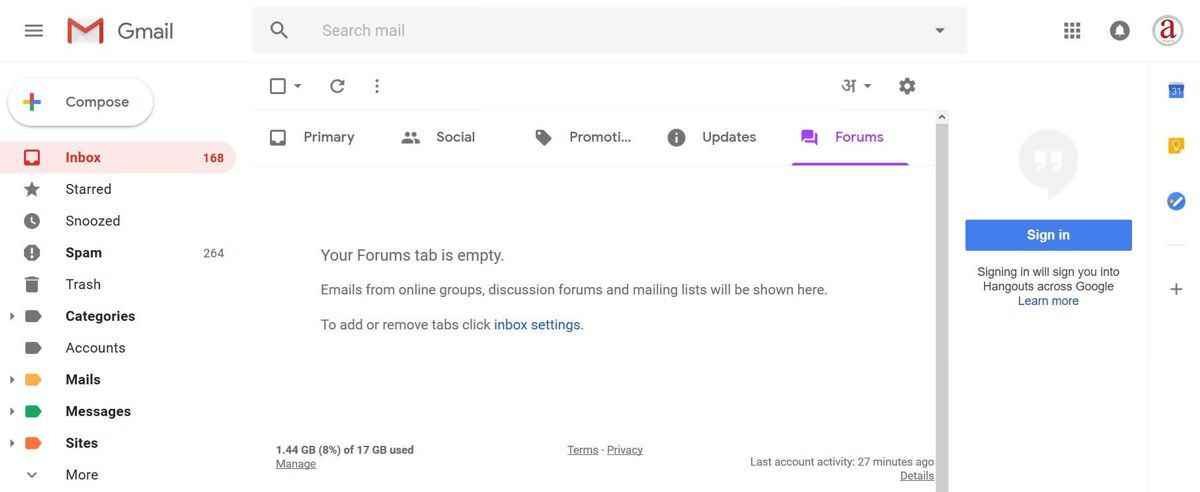 Material design in the new Gmail