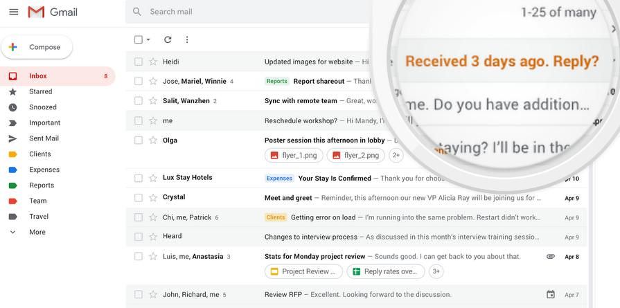 Nudging features in Gmail