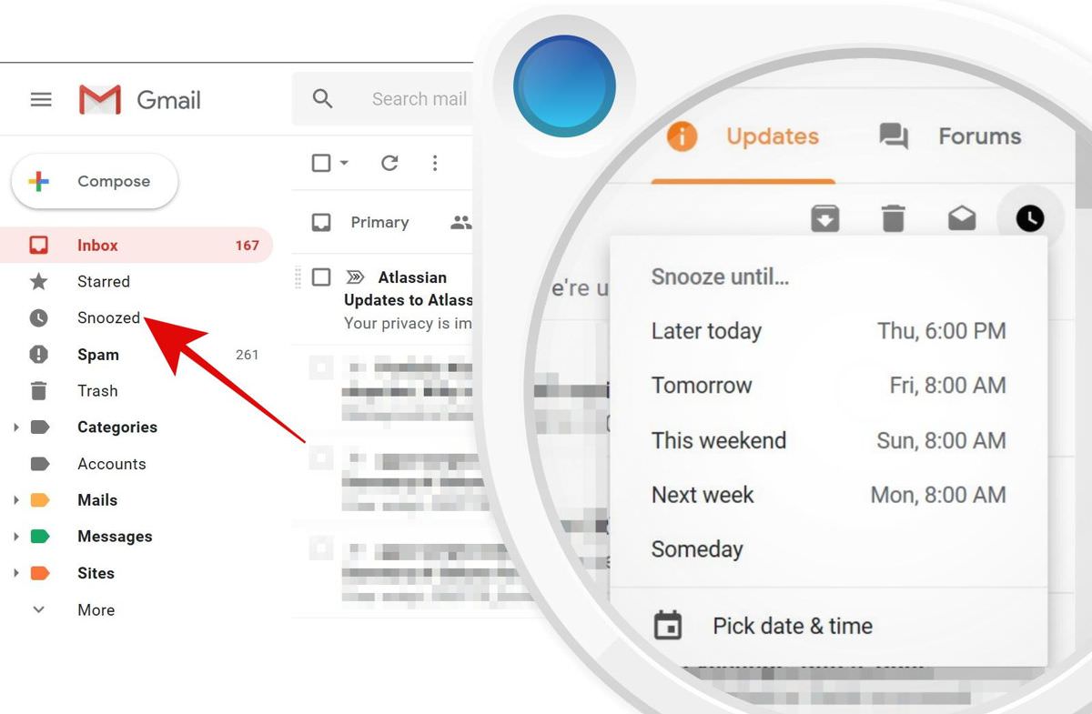 Snooze emails in Gmail