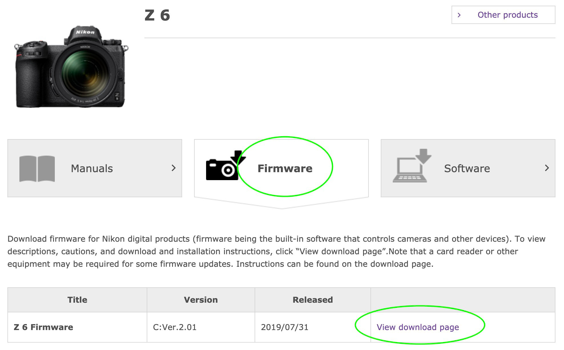 firmware update nikon z6