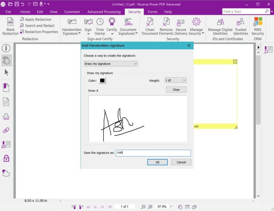 Handwritten signature in Power PDF