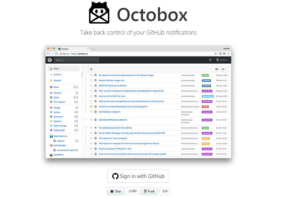 Octobox main page