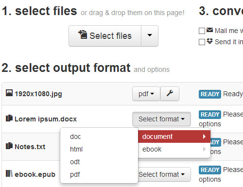 CloudConvert Interface for File Conversion