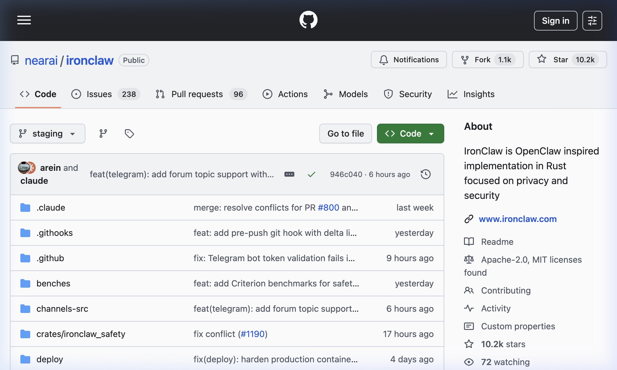IronClaw security interface