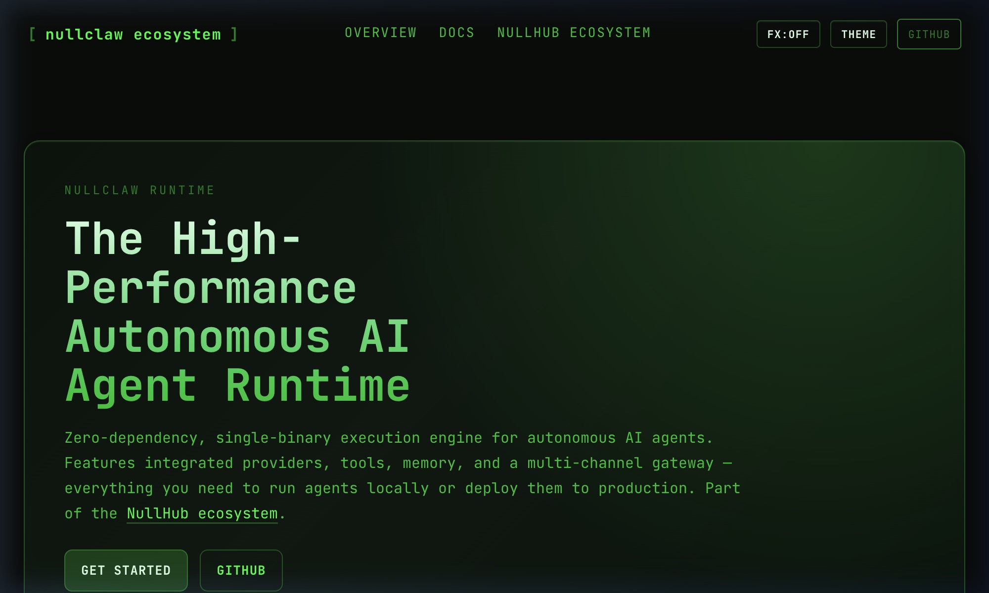 NullClaw interface screenshot