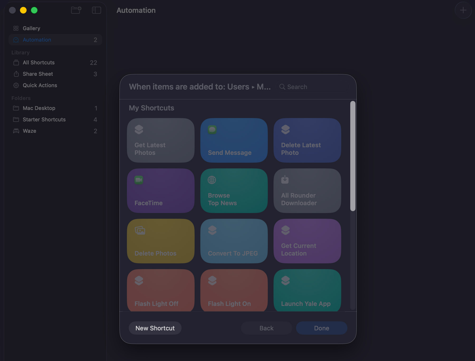 Mac Shortcuts app new automation interface