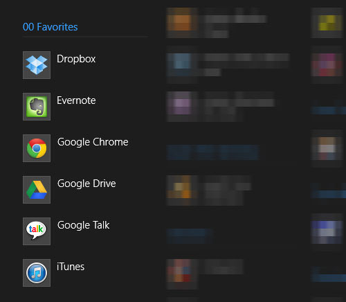 Favorites Folder in Modern UI