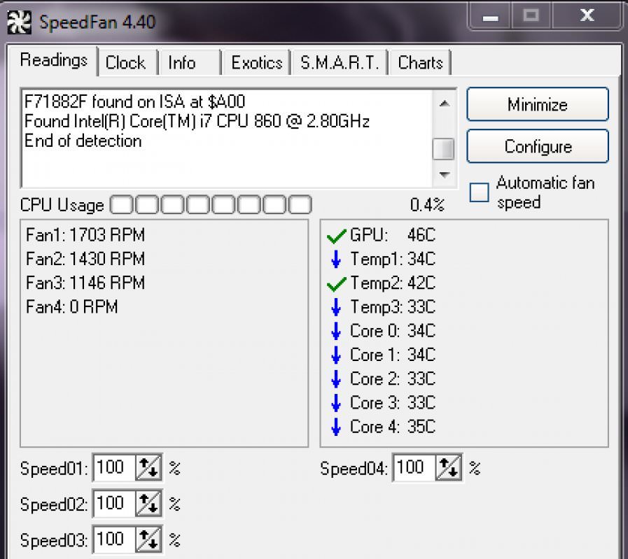 SpeedFan application interface